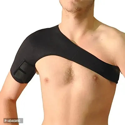 Shoulder Support Adjustable Shoulder Brace Compression Shoulder Pad Neoprene Black (Right)