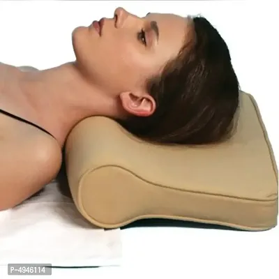 Cervical Pillow Spondylitis Neck  Back Pain Support For Senior Citizen Men Women (Beige)-thumb0