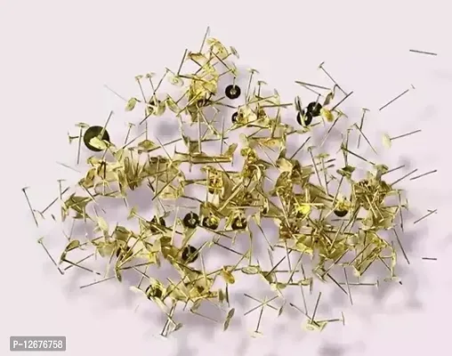 Golden Finish Stud Head Pins (Small Size) for Jewellery Making (Golden, Pack of 100 Piece)-thumb0