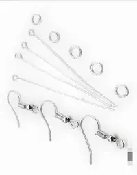 Silver Finished Combo of Jewellery Making Most Essentials Acessories Earring Hooks, Eye Pins  Jump Rings (50 pcs. each) Pack of 150-thumb1