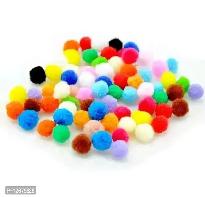 Multicolor Pom Pom Balls For Crafts (Size: 1 cm) (Pack of 100 )-thumb0