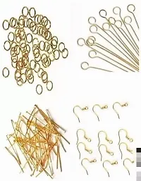 Jewelry findings Gold -Pack of headpins  eyepins,Jump Rings,Ear Hook Pack of 50 gold jump rings,50 head pins,50 eyepins,50 ear clasps (Total 200)-thumb1