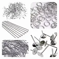 Jewellery Making Combo Earing Making Hooks and Jump Ring and Head  Eye Pin and Studs Each 25 Pcs (Silver  Golden)-thumb1