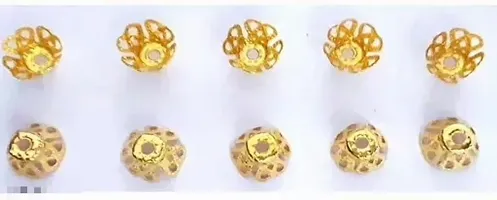 Flower Bead caps Golden For jewellery making(Gold, 100 piece)-thumb1