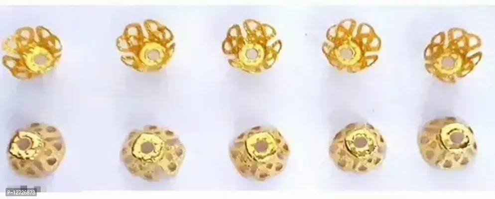 Flower Bead caps Golden For jewellery making(Gold, 100 piece)-thumb2