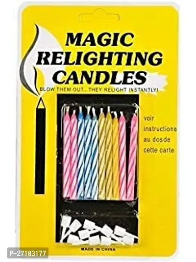 Decor Art Magic Candles for Birthday, Anniversary, Cake | Birthday Candles, Anniversary Candles, Cakes Candles - 5 Packet (10 Candles in Each Pkt) (Multicolor)-thumb0