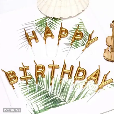 Decor Art Happy Birthday Letter Candle for Cake Decoration/Candle for Birthday Theme Cake (Gold Letter Candle), Wax-thumb4