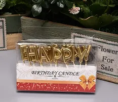 Decor Art Happy Birthday Letter Candle for Cake Decoration/Candle for Birthday Theme Cake (Gold Letter Candle), Wax-thumb1