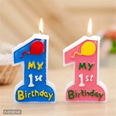 Decor Art My 1st Birthday Candles for Boys and Girls (1 Candle) (Blue)-thumb3