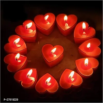 Decor Art Sweet Romantic Love Heart Shaped Floating Candle, Heart Shaped Unscented Tea Lights Candles Smokeless Tealight Candles - Decorations for Wedding, Party, Votives (Pack of 10, Wax)-thumb0