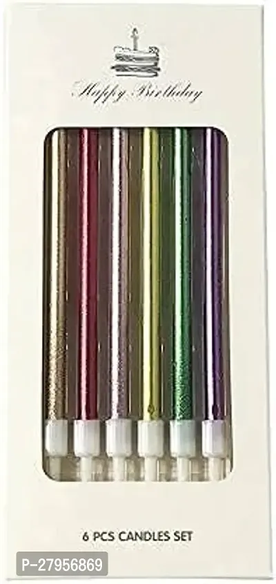 Decor Art Metallic Stick Candles for Birthday Cake Decorati 6 Pcs Candles-thumb2