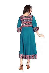 AYAN TRENDZ Crepe Printed A-line Keyhole Neck Western Dress for Women's-thumb1