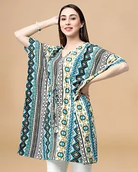 Womens Crepe Green Geometric Regular Kaftaan-thumb2