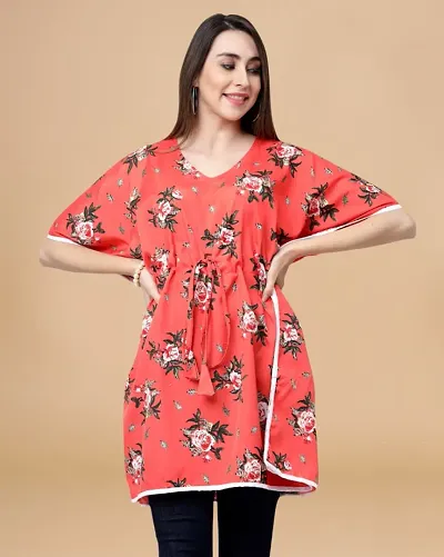 Womens Crepe Floral Regular Kaftaan