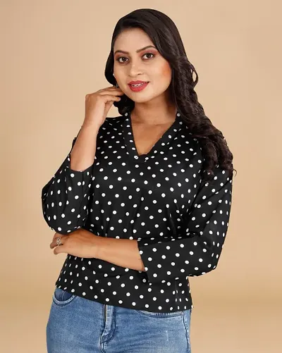 Womens Crepe Polka CROP Crop top