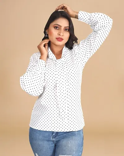 Womens Crepe Polka Hip Length Regular Top