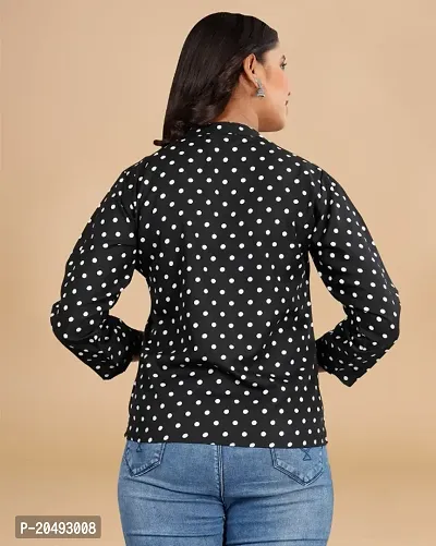 Womens Crepe  Black Polka CROP Crop top-thumb2