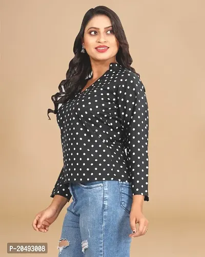 Womens Crepe  Black Polka CROP Crop top-thumb3