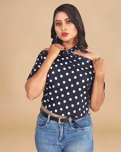 Womens Crepe Polka CROP Crop top