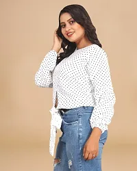 Womens Crepe  White Polka CROP Crop top-thumb2