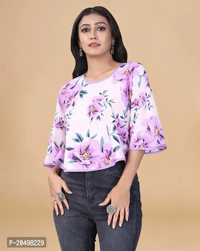 Women Crepe Floral Crop top-thumb0