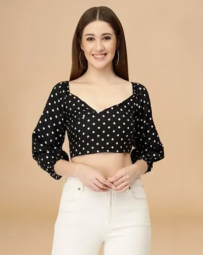 Women Crepe Polka Crop top