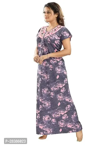 Hosiery Floral Pirnt Embroidery Maternity Nighty/Night Gown For Women-thumb2