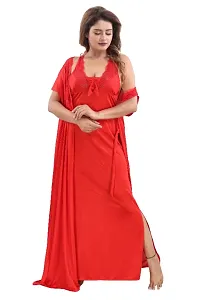 Women's Satin Solid Nightwear Set-thumb4