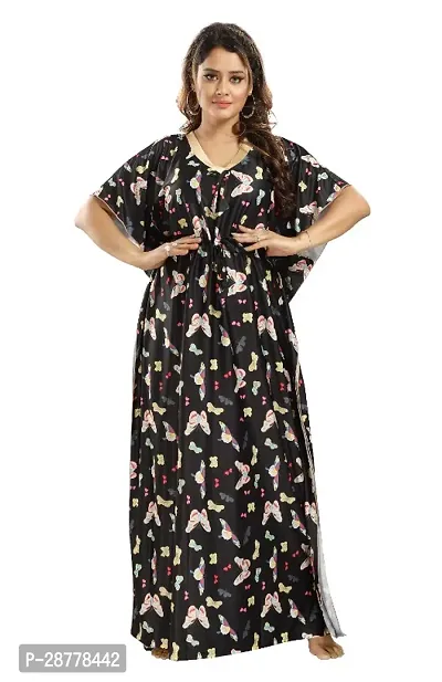 Classic Satin Printed Kaftan Nighty for Women-thumb4