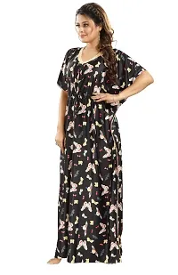 Classic Satin Printed Kaftan Nighty for Women-thumb1