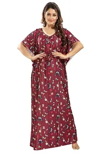 Classic Satin Printed Kaftan Nighty for Women-thumb3