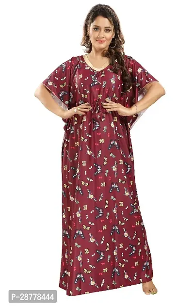 Classic Satin Printed Kaftan Nighty for Women-thumb4