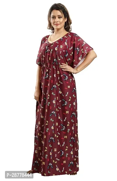 Classic Satin Printed Kaftan Nighty for Women-thumb2