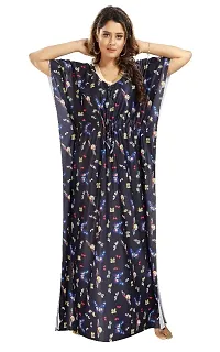 Classic Satin Printed Kaftan Nighty for Women-thumb3