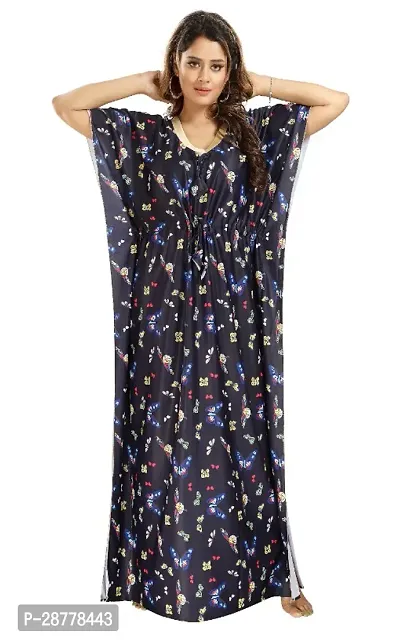 Classic Satin Printed Kaftan Nighty for Women-thumb4