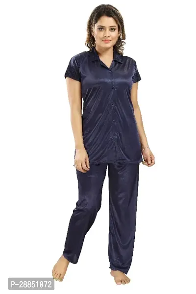 Stylish Satin Solid Shirt and Pyjama Night Suits for Women-thumb4