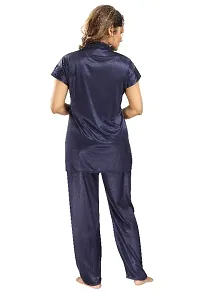 Stylish Satin Solid Shirt and Pyjama Night Suits for Women-thumb4