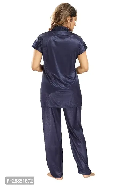 Stylish Satin Solid Shirt and Pyjama Night Suits for Women-thumb5