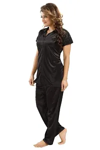 Stylish Satin Solid Shirt and Pyjama Night Suits for Women-thumb1