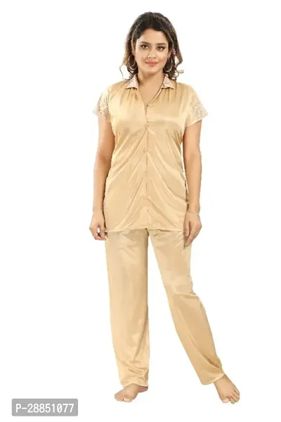 Stylish Satin Solid Shirt and Pyjama Night Suits for Women-thumb4