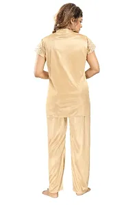 Stylish Satin Solid Shirt and Pyjama Night Suits for Women-thumb4