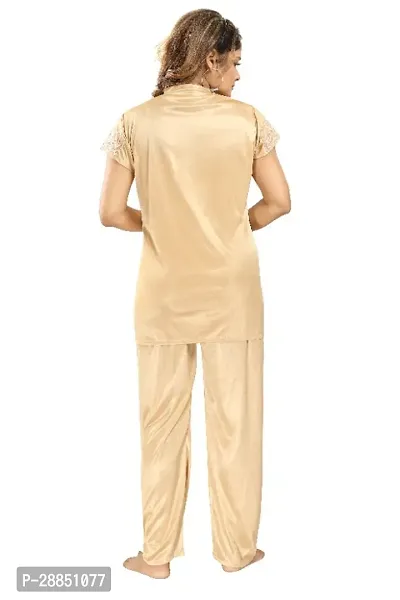 Stylish Satin Solid Shirt and Pyjama Night Suits for Women-thumb5