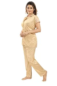 Stylish Satin Solid Shirt and Pyjama Night Suits for Women-thumb1