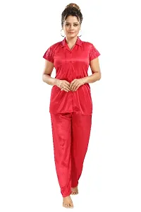 Stylish Satin Solid Shirt and Pyjama Night Suits for Women-thumb3