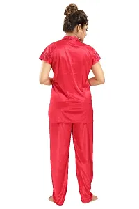 Stylish Satin Solid Shirt and Pyjama Night Suits for Women-thumb4