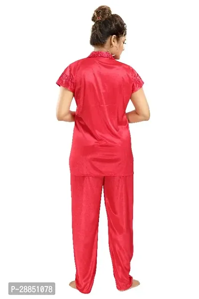 Stylish Satin Solid Shirt and Pyjama Night Suits for Women-thumb5