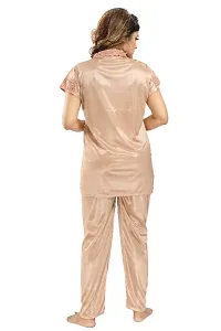 Stylish Satin Solid Shirt and Pyjama Night Suits for Women-thumb4