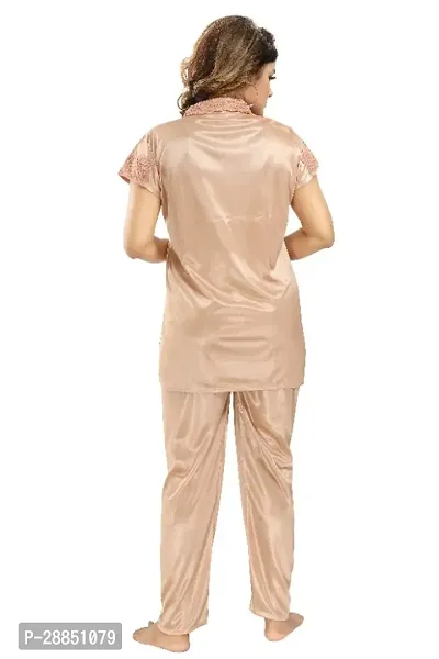 Stylish Satin Solid Shirt and Pyjama Night Suits for Women-thumb5