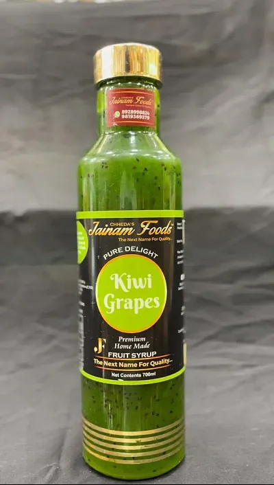 Jainam special Kiwi Grapes Fruit Syrup/ Premium Fruit juice/ High Quality Fruit Syrup(700ml)/ Kiwi Grapes syrup/ Cocktail syrup
