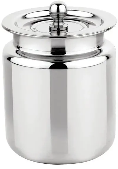 SHIV HOME WORLD Pure stainless Steel Ghee Pot, Oil Pot, Ghee Storage Container, With Lid (Silver, 300ml)